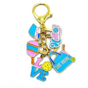 Pickleball Keychain Bag Charm Gold